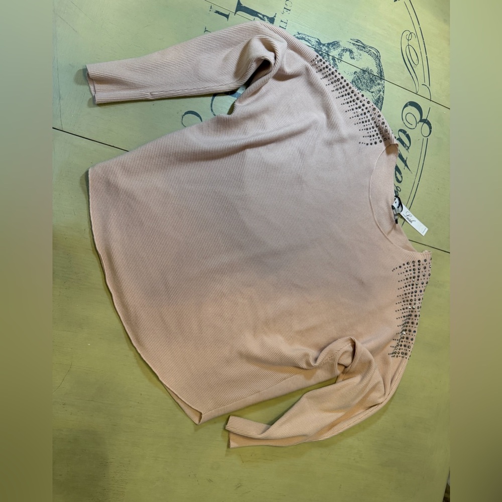 Soft Dusty Pink Crystal Embellished Sweater